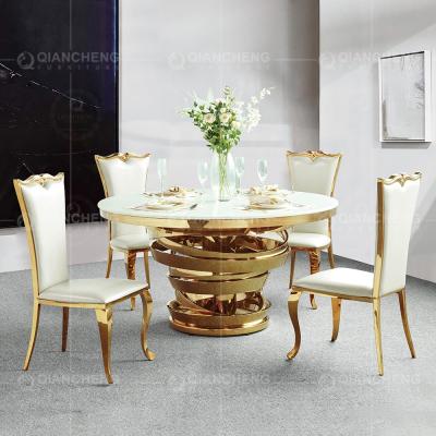 China Modern Round Dia 160x77cm SS Dining Tables Fixed white MDF Top for sale