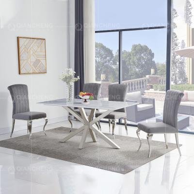 China 180x90x75cm 4 Seater Rectangle Dining Table Marble Top Minimalist Style for sale
