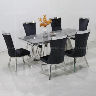 China Luxury Modern 200cm Grey Marble Top Dining Table 78inchx39inchx30inch for sale