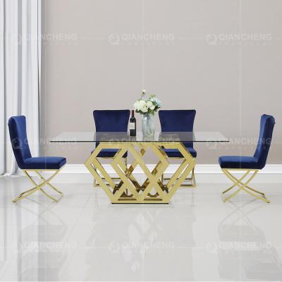 China 6 Seater Tempered Glass Dining Table for sale