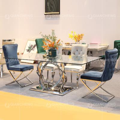 China 200cm Tempered Glass Dining Table for sale