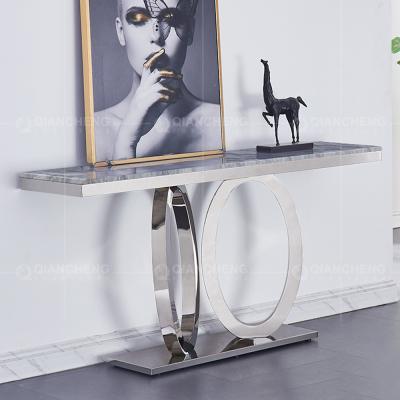 China Stable 20mm SS Console Table European Style Grey Marble Top for sale