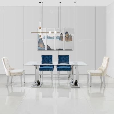 China Sistema de cristal de la mesa de comedor de los muebles del comedor de Seater del alto lustre 8 en venta