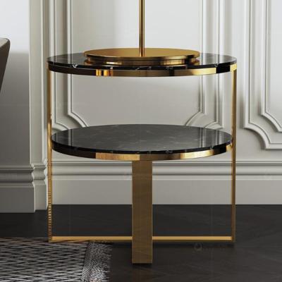 China Mirror Gold Stainless Steel Side Tables Metal Dining Room Furniture for sale