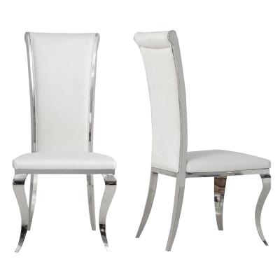 China White Leather SS Dining Chairs Apartment Stainless Steel Metal Furniture for sale