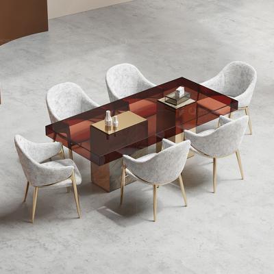 China SS Tempered Glass Chair Dining Table Restaurant Canteen Furniture Set for sale