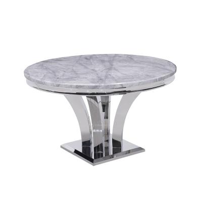China Round Marble Top Grey SS Steel Furniture Dining Table for sale