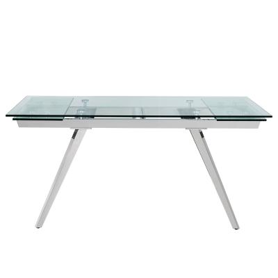 China Modern dining room Rectangular Shape Glass Top SS Dining Tables for sale