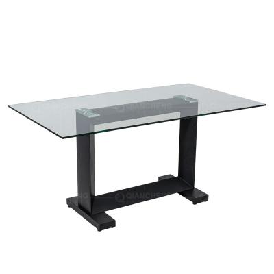 China Metal Table Civil Furniture Tempered Glass Dining Table for sale