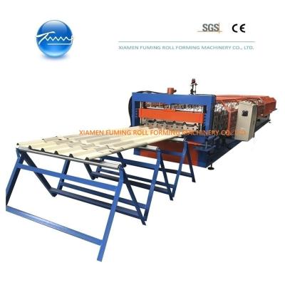 China Safe 7.5KW Roof Panel Roll Forming Machine Precise Cutting Length for sale