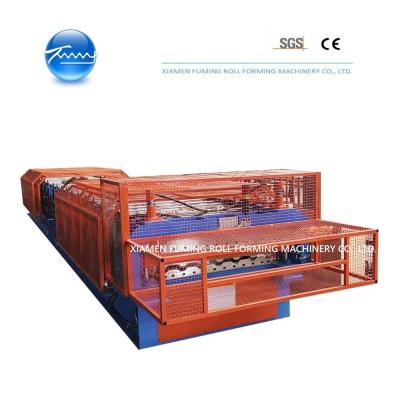 China Máquina de moldagem automática de painéis de telhado de rolos Máquina de perfis de duplo nível à venda