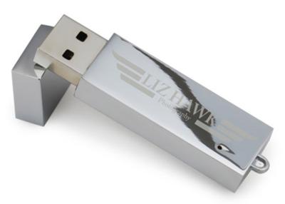 China Rectangle Metal USB Flash Drive 2.0 Silver Plated With Customized Logo Imprinted for sale