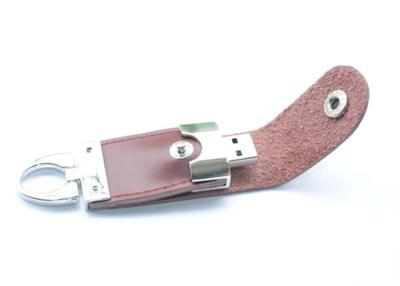 China High Speed Leather 2.0 USB Flash Drive Brown For Advertising / Promotion for sale