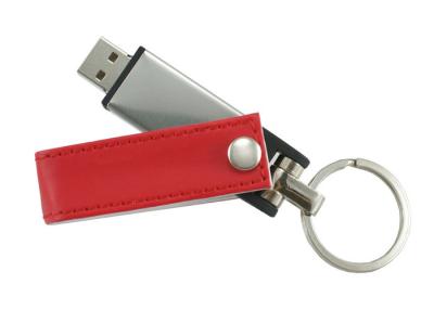 China Unique Swivel Leather USB Flash Drive / Large Capacity Flash Drive for sale