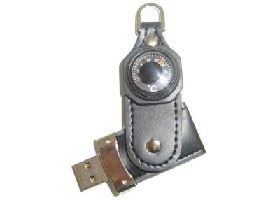 China Leather Unique Flash Drives 32GB , Promotional Thumb Drives with Thermometer for sale