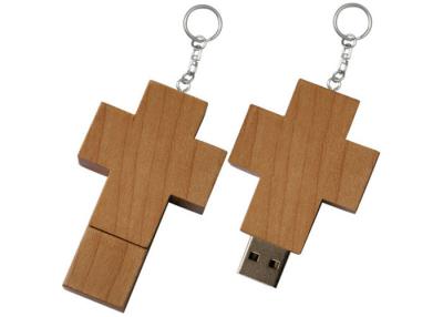 China Secure Wooden USB Memory Stick Logo Engraved Religious Crossing Maple for sale