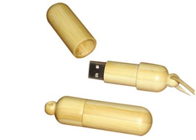 China Cylinder Bamboo Gift USB Pen Drive Logo Customized Pad Printing Color for sale