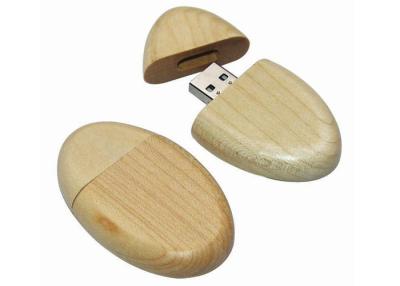 China Customized Oval Wooden USB Pen Drive With Logo Engraved Maple 66*38*10mm for sale