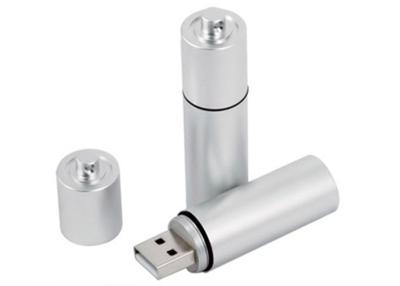 China Silver / Gold Cylinder USB Pen Drives Battery Style 512MB to 64GB for sale