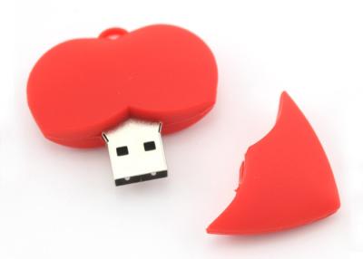 China Cute red heart Shape PVC Custom USB Flash Drives, Real 16GB Capacity USB Memory Sticks for sale