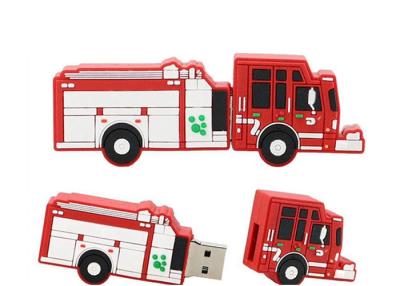 China PVC Custom Red Fire Truck Shaped USB Promotional Computer Memory Sticks for sale