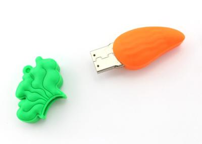 China Cute Orange Carrot Custom USB Flash Drives Full Capacity Soft Rubber Thumb Drives for sale