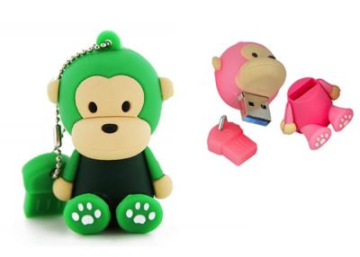 China Cute Monkey PVC Custom USB Flash Drives Full Capacity Soft Rubber Memory Sticks for sale