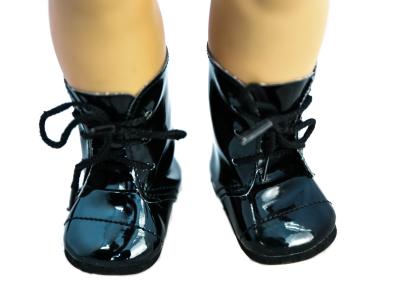 China Black Patent Leather Short Doll Boots , 18 inch doll boots for American Girl Doll / Madame Alexander Dolls for sale