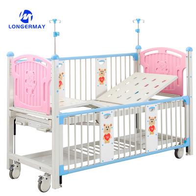China Double Cranks Multifunction Babies Medical Crib Stainless Steel Kids Hospital Bed Manual Child Pediatric Bed Manufacturers for sale