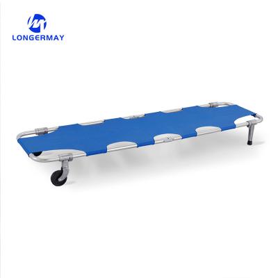 China Stainless Steel Folding Emergency Stretcher  Medical Ambulance With Wheels for sale