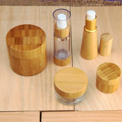 China Customized Cosmetic Plastic Bamboo Bottle Packaging Container for sale
