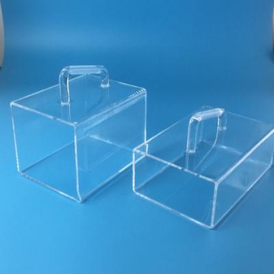 China Korrosionsbeständiger Quarz-Glas-Produkt-Beizbehälter mit Griff zu verkaufen