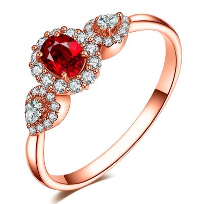 China Anillo de diamante de rubíes romántico asombroso, joyería sólida de la piedra preciosa de la calidad del oro 18k en venta