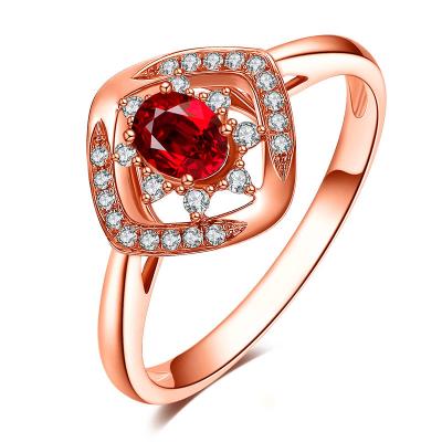 China Oval Cut 0.3 Carat Ruby Gemstone Ring ,  Wedding Ring With Ruby And Diamonds  for sale