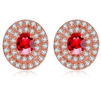 China Women Fine Gemstone Jewelry Ruby And Diamond Cluster Earrings South Africa Diamond for sale
