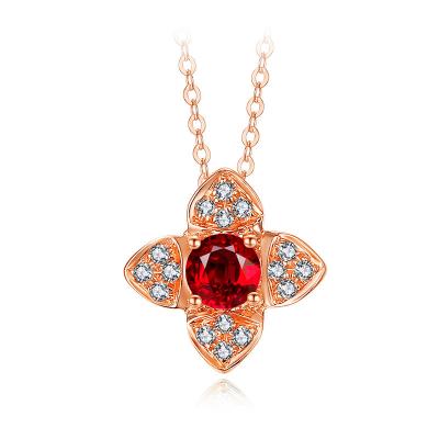 China Ruby real y collar de diamantes para mujer, joyería de piedra de rubíes preciosa en venta