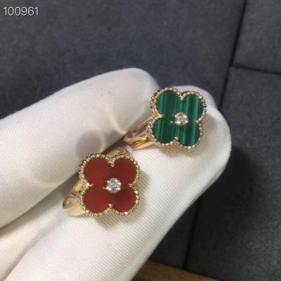 China Solid Gold Designer Jewellery Collection , Luxury Designer Jewellery Four Leaf Ring for sale