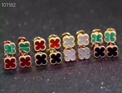 China Channel Setting Designer Jewellery Collection Four Leaf Stud Earrings 9/15mm Earring Size for sale