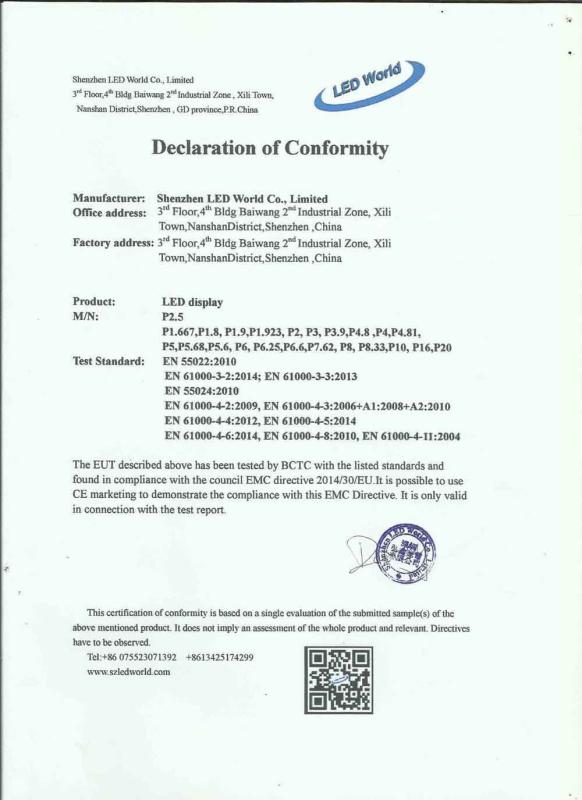 CE - Shenzhen LED World Co.,Ltd