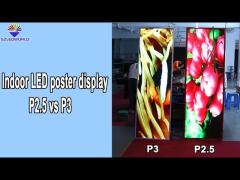 Indoor LED poster display screen, P2.5 vs P3 video effect, you‘ll know which one is better