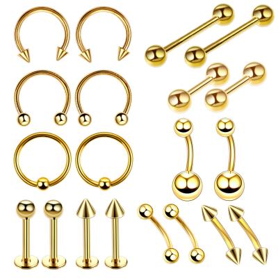 China Popular FJ Stainless Steel Labret Nose Stud Stud Earring20set CLASSIC Of Tattoo Piercing Jewelry for sale