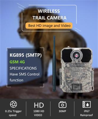 Chine La caméra extérieure CMOS de traînée de faune de GSM MMS camouflent 30MP 4G 1080P chassant la caméra à vendre