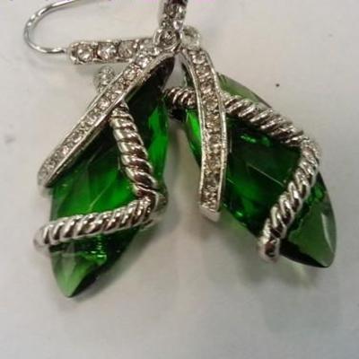 China (E-27) Green cable cross drop earrings Women girl silver Plated Crystal Dangle Earrings for sale