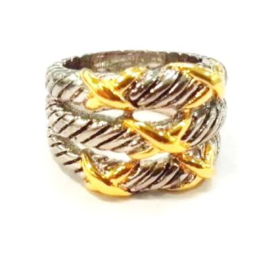 China (R-26) 2015 New Style Designer Jewelry Two Tone Gold Silver Plated X Ring for sale