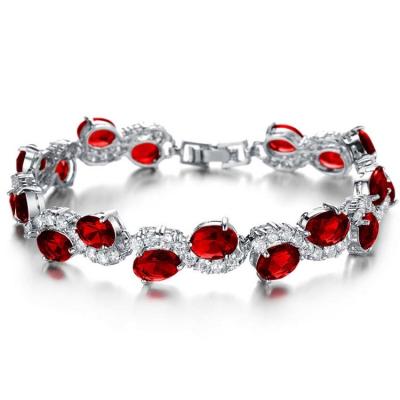 China Women Platinum Plated Red Cubic Zirconia Bracelet Wedding Jewelry(JDS924RED) for sale