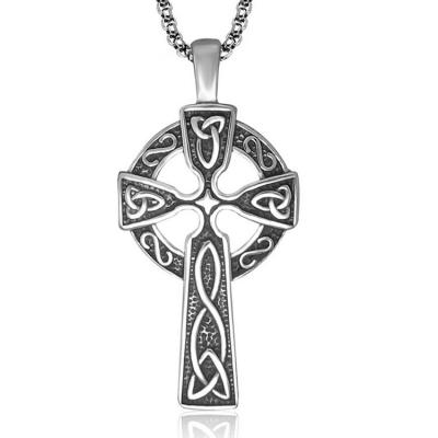 China 925 Silver Plated Titanium Stainless Steel Cross Pendant Vintage Old Necklace (SP205) for sale