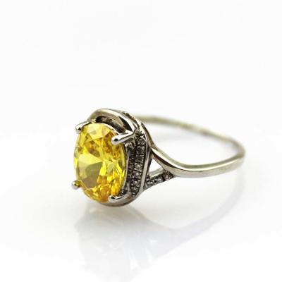 China Women Jewlery 7mmx9mm Yellow Citrine Cubic Zircon Sterling Silver Ring(R249) for sale
