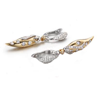 China 18K Yellow Gold White Gold Two Tone Drop Dangle Earrings with Diamonds(GDE026) for sale