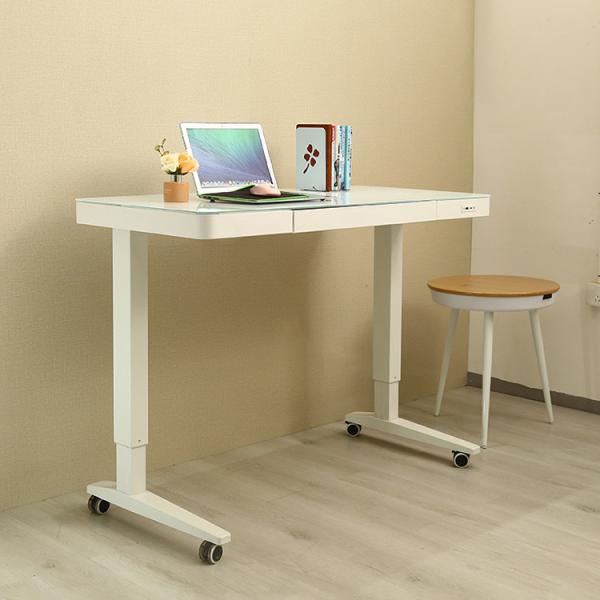 Quality 100 V/Hz Glass Mobile Electric Height Adjustable Computer Desk for Modern Office for sale