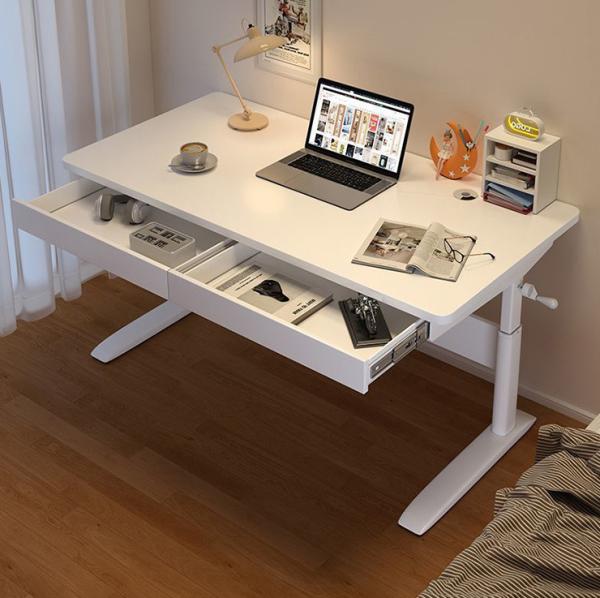 Quality Height Adjustable Coffee Table with Storage White Wooden Manual Computer Gaming Desk for sale